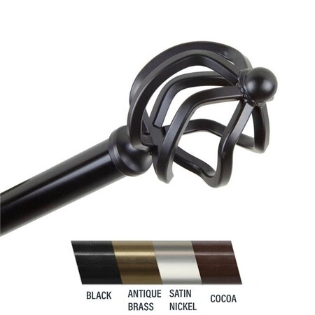 Central Design Central Design 4842-992 Giro 0.81 in. Curtain Rod; 120-170 in. - Black 4842-992